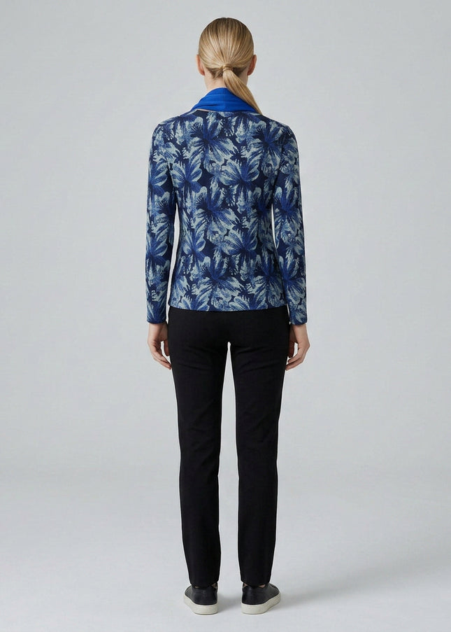 Flower Print Long Sleeve Top With Scarf