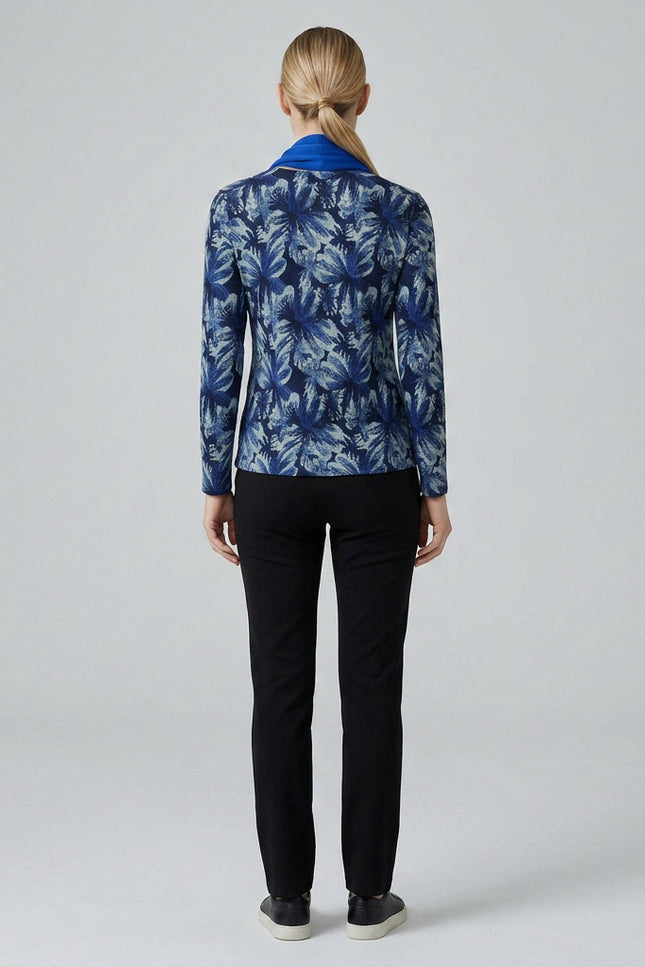 Flower Print Long Sleeve Top With Scarf