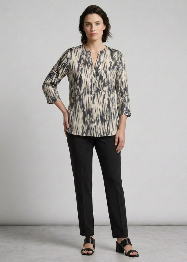 Top animal print with front pocket 3/4 sleeve
