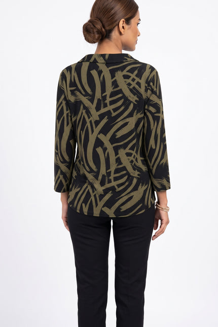 Top shirt with collar 3/4 sleeve