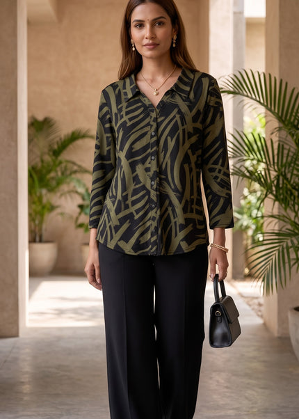 Top shirt with collar 3/4 sleeve