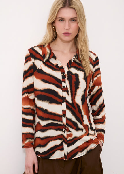 Top shirt with collar 3/4 sleeve full button