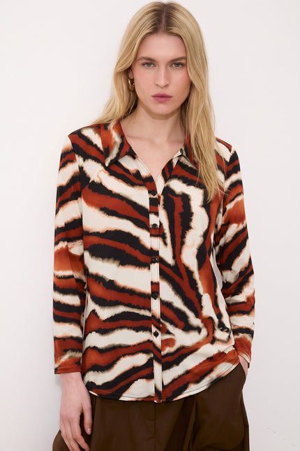 Top shirt with collar 3/4 sleeve full button