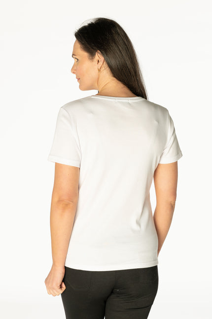 T-shirt bold flower print V neck short sleeve
