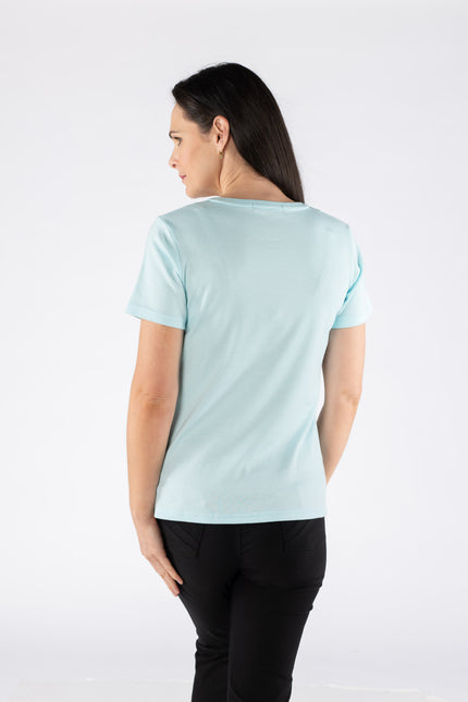 T Shirt butterfly print round neck short sleeve