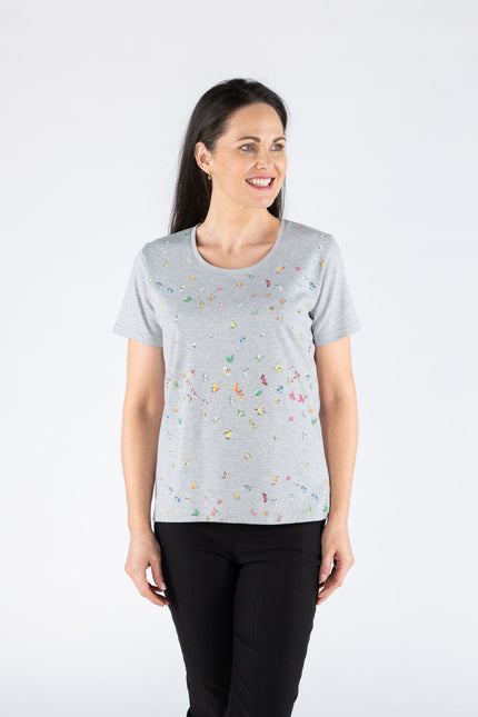 T Shirt rubber spots round neck with short sleeve