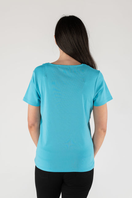 T shirt short sleeve embroidered neck