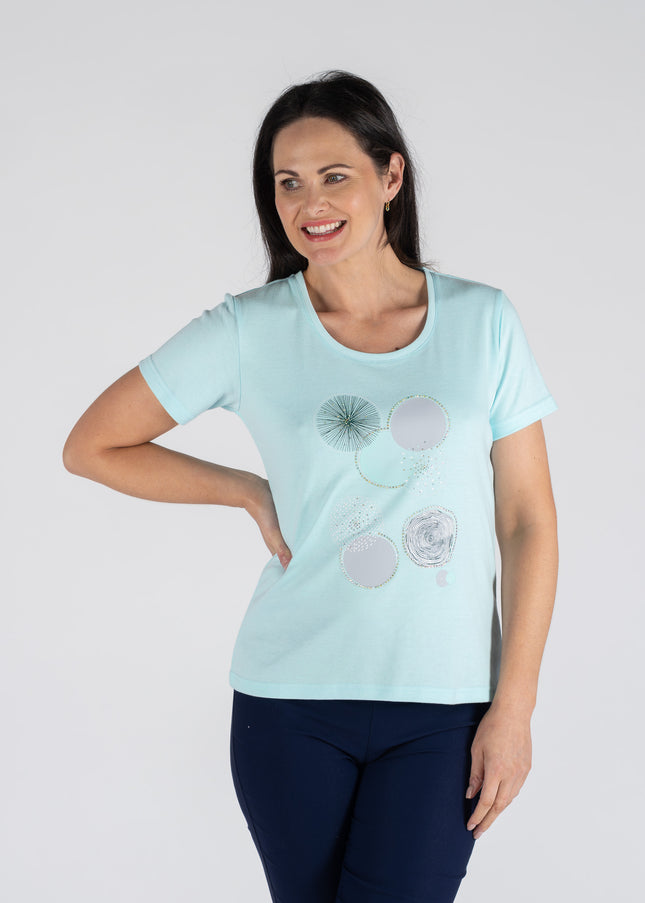 T-Shirt Round Neck Bubbles Print