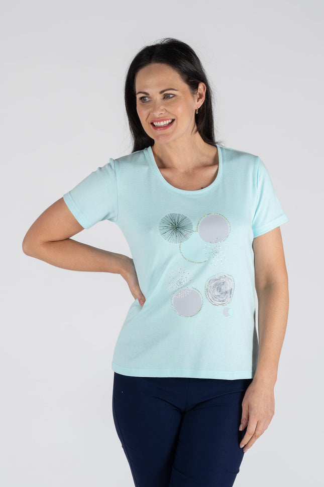 BUBBLES PRINT T-SHIRT WITH ROUND NECK