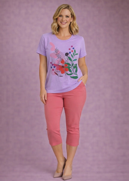 T-shirt Print round neck short sleeve.