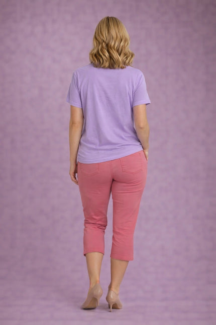 T-shirt Print round neck short sleeve.