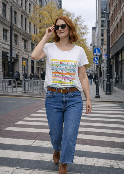 T shirt stripe neckline