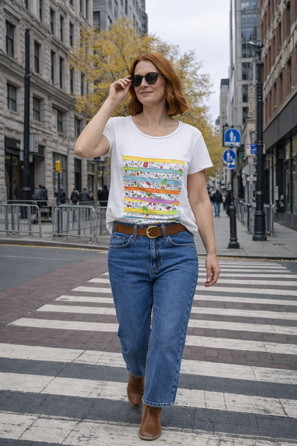 T shirt stripe neckline