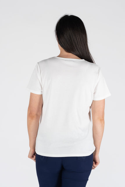 T shirt Paris icons print braided neck short sleeve