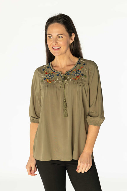 Tunic floral embroidery panel