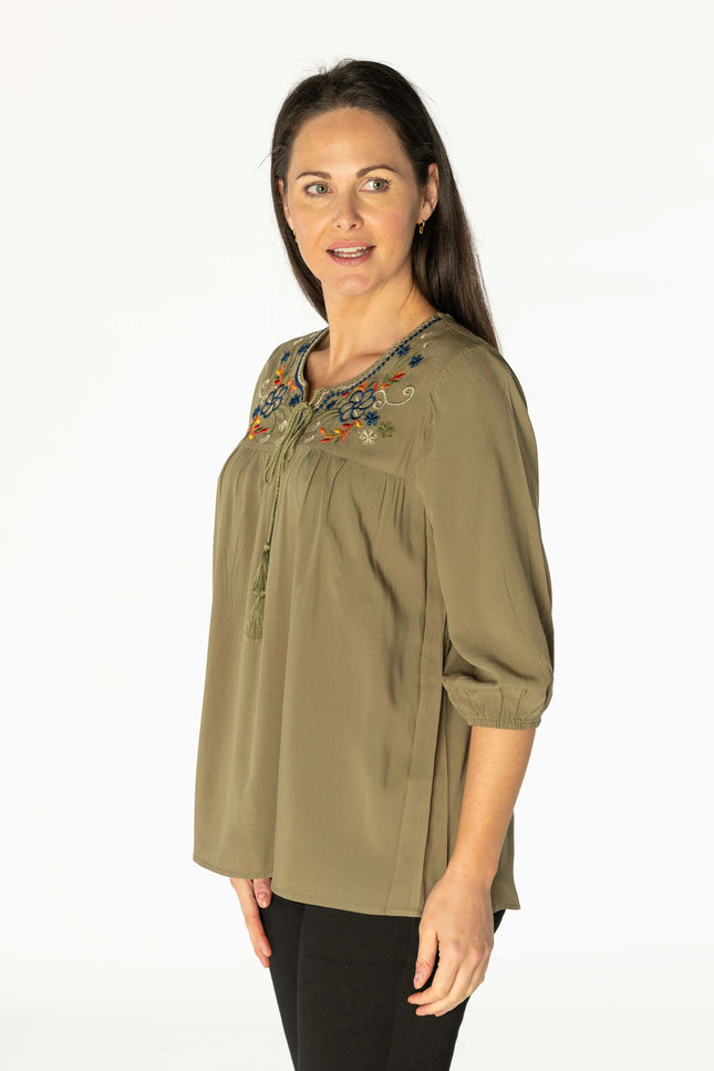 Tunic floral embroidery panel