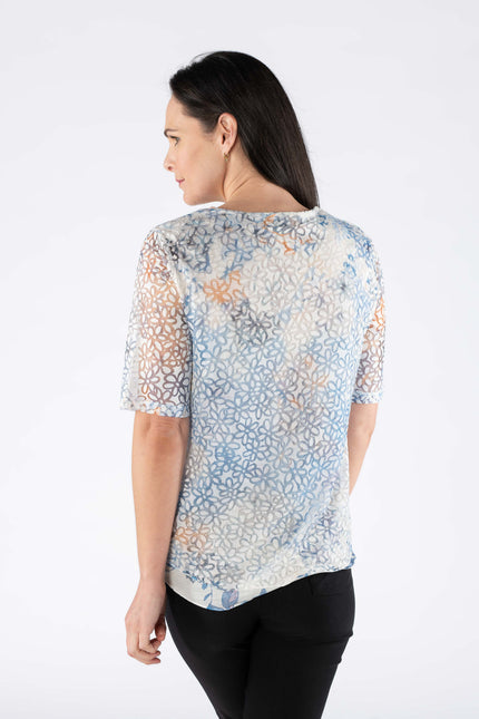 Tunic Floral print layered burn out.