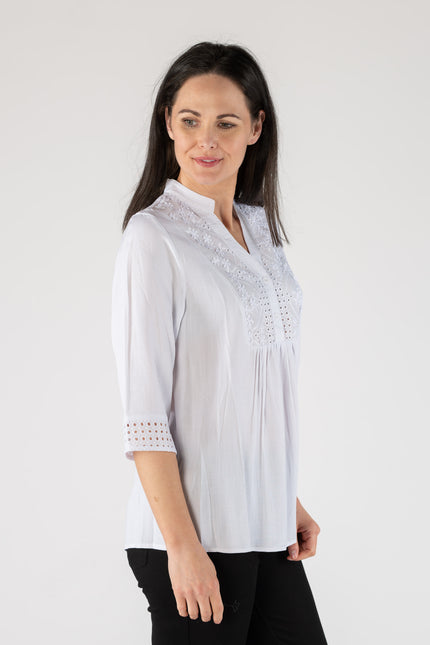 Tunic schiffly panel with frill cut