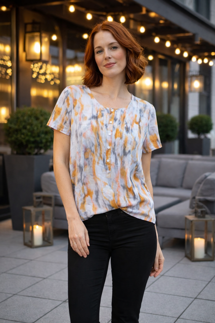 Tunic layered with button detail round neck