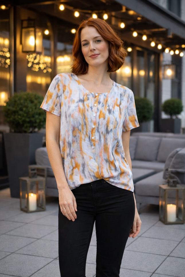 Tunic layered with button detail round neck