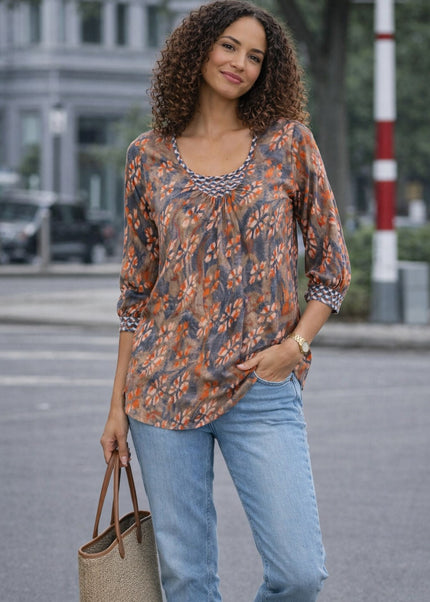 Tunic Printed round neck.