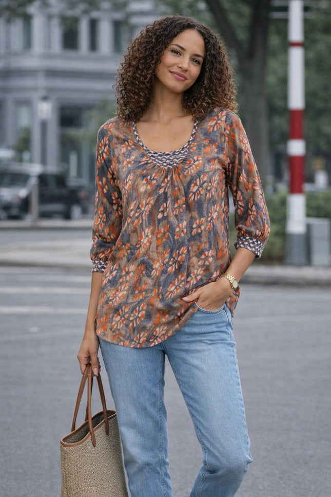 Tunic Printed round neck.