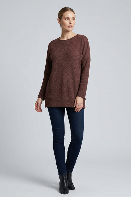 Tunic long sleeve textured round neck