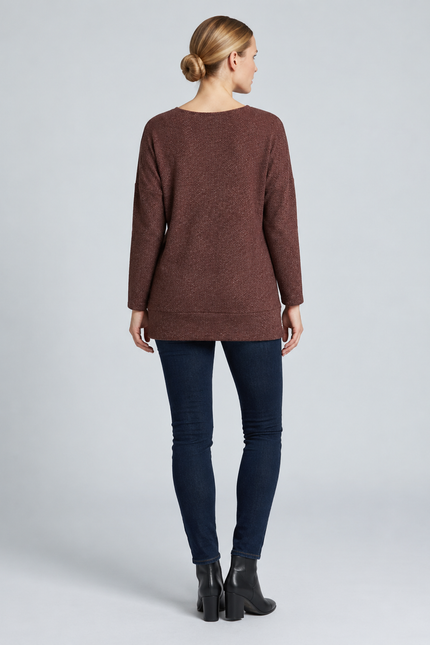 Tunic long sleeve textured round neck