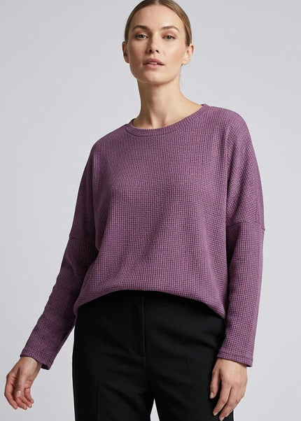 Tunic textured fabric long sleeve round