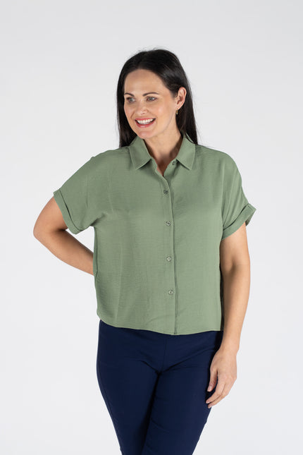 AIRFLOW BLOUSE WITH COLLAR SHORT SLEEVE