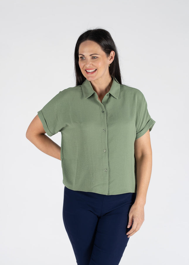 Blouse airflow with collar short sleeve