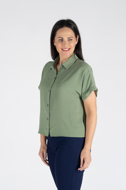 AIRFLOW BLOUSE WITH COLLAR SHORT SLEEVE