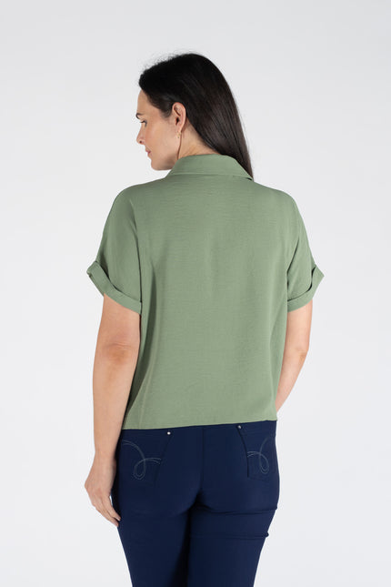 AIRFLOW BLOUSE WITH COLLAR SHORT SLEEVE