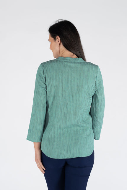 AQUA CRINKLE BLOUSE WITH 3/4 SLEEVE