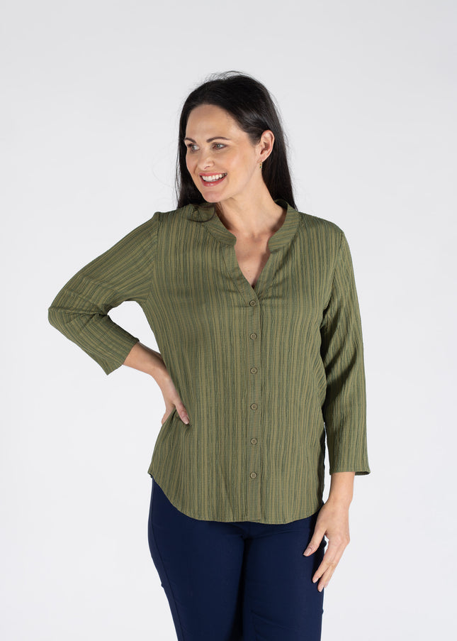 CRINKLE BLOUSE WITH 3/4 SLEEVE