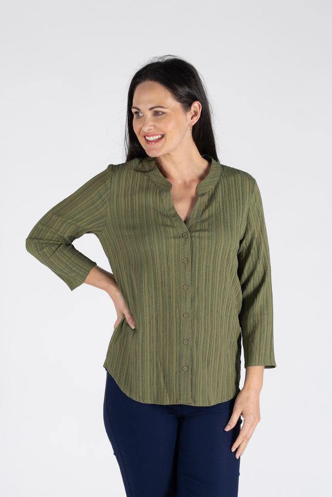 CRINKLE BLOUSE WITH 3/4 SLEEVE