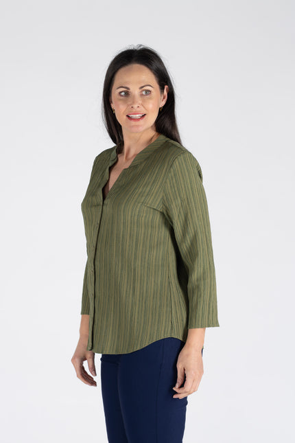 CRINKLE BLOUSE WITH 3/4 SLEEVE