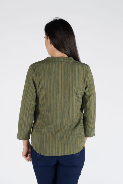 CRINKLE BLOUSE WITH 3/4 SLEEVE