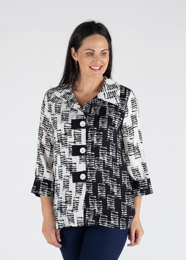 Blouse black & white print with 3/4 sleeve
