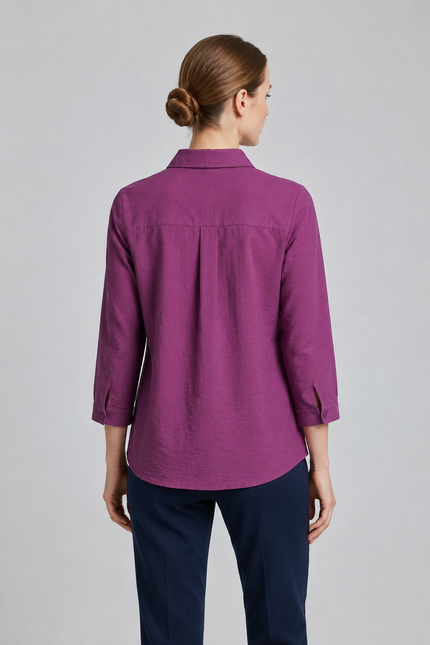 Blouse with collar and pocket 3/4 sleeve