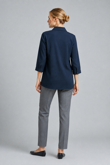 Blouse with collar and pocket 3/4 sleeve