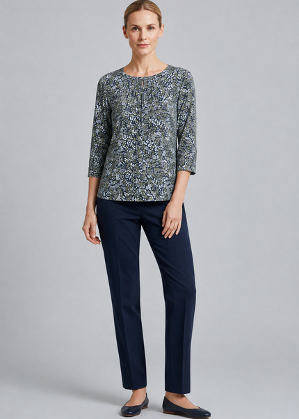 Blouse ditsy swirl print with 3/4 sleeve