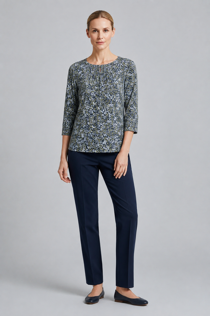 Blouse ditsy swirl print with 3/4 sleeve