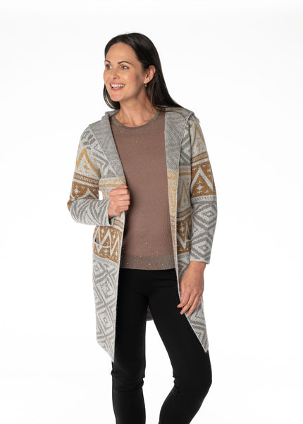 EDGE TO EDGE PATTERN CARDIGAN WITH LONG