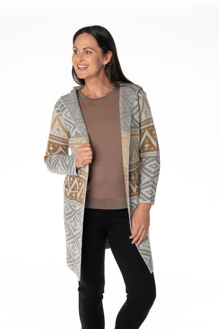 EDGE TO EDGE PATTERN CARDIGAN WITH LONG