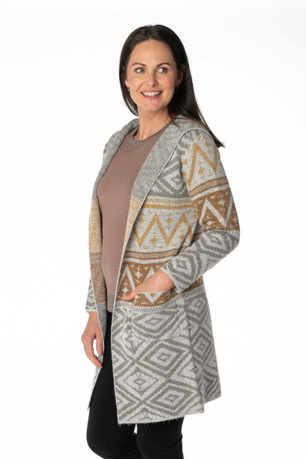 EDGE TO EDGE PATTERN CARDIGAN WITH LONG