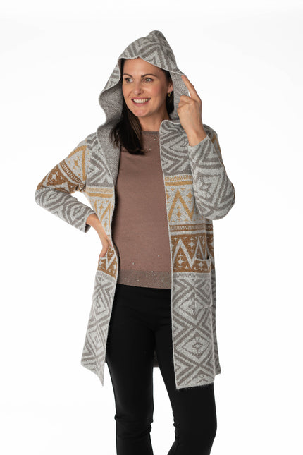 EDGE TO EDGE PATTERN CARDIGAN WITH LONG
