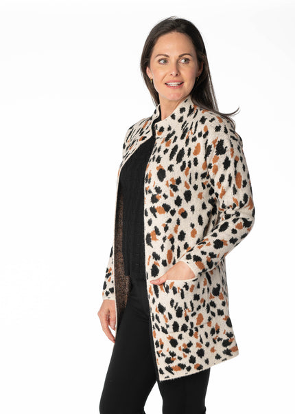 BEIGE SPOT PATTERN CARDIGAN LONG SLEEVE