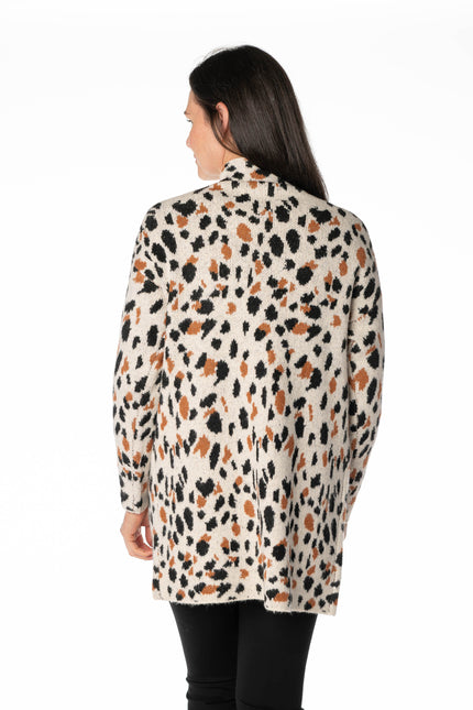 BEIGE SPOT PATTERN CARDIGAN LONG SLEEVE