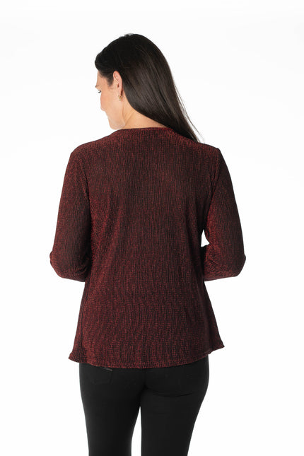 ROUND NECK GLITTERED FULL SLEEVE CARDIGAN